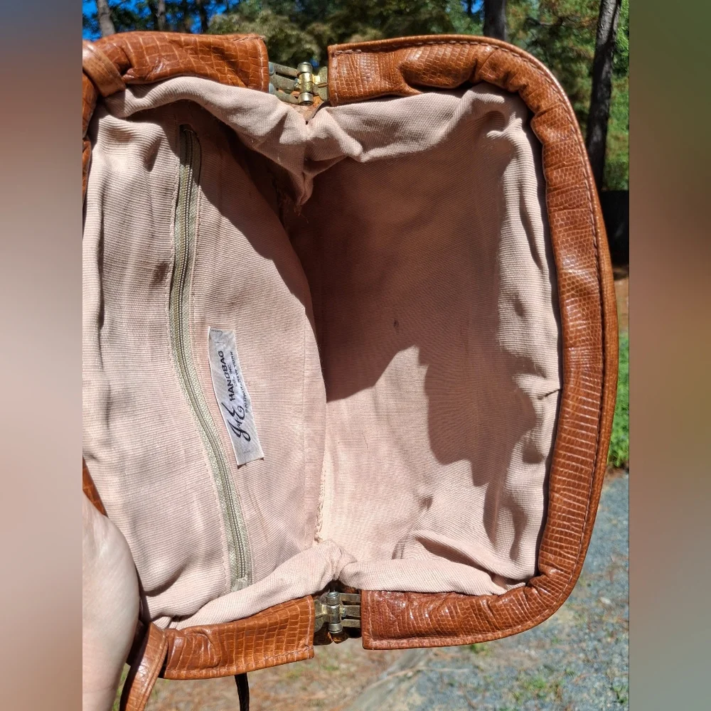 Vintage 1980's J&E Handbag Company NY Brown Leather Large Convertible Clutch - Picture 11 of 14